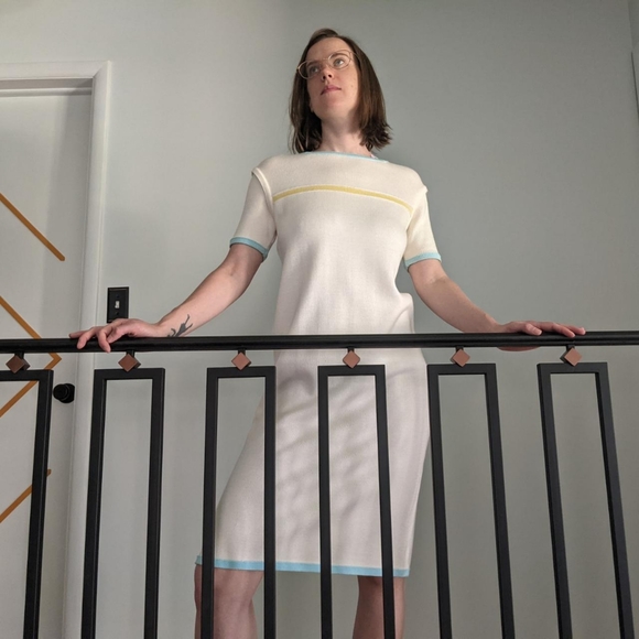 *SUPER RARE* Vintage 60s Courrèges Paris Mod SS Midi Dress Size M/L - Picture 4 of 7